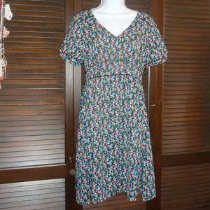 Beautiful Black Dress with Colorful Flowers, S M